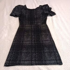 Tibi Grunge Goth Office Punk Puff Sleeve Plaid Snakeskin Print Mini‎ Dress Small
